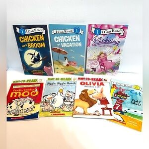 Lot of 7 Easy-to-Read Children’s Books Levels 1 and 2 Chicken, Pete the Cat